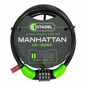 Kabel s ključavnico Citadel Manhattan cc 150/8/c Kombinacija Črna 150 cm