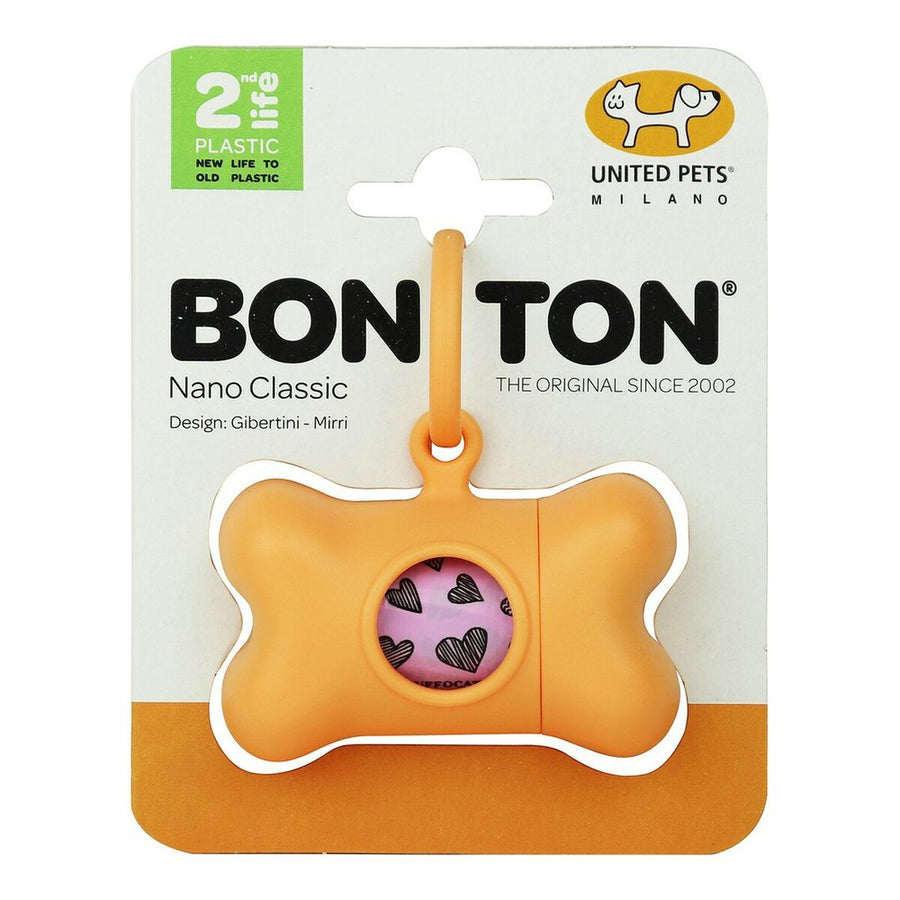 Dozirnik Vrečk za Hišne Ljubljenčke United Pets Bon Ton Nano Classic Pes Oranžna Reciklirana plastika (6 x 3 x 4 cm)