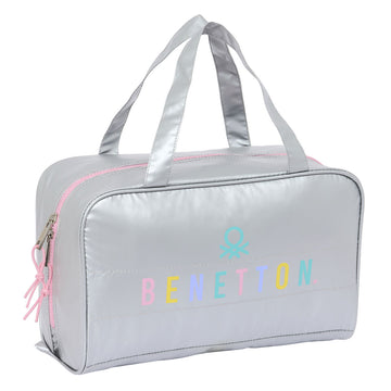 Toaletna torbica za šolo Benetton Silver Podložen Srebrna 31 x 14 x 19 cm