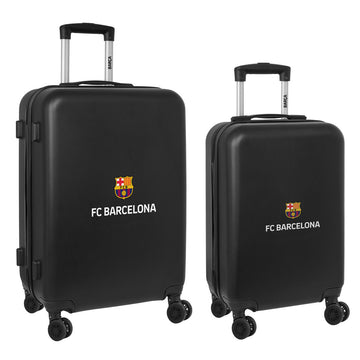 Komplet kovčkov F.C. Barcelona + mediano 24 Voziček Črna 40 x 63 x 26 cm (2 Kosi)