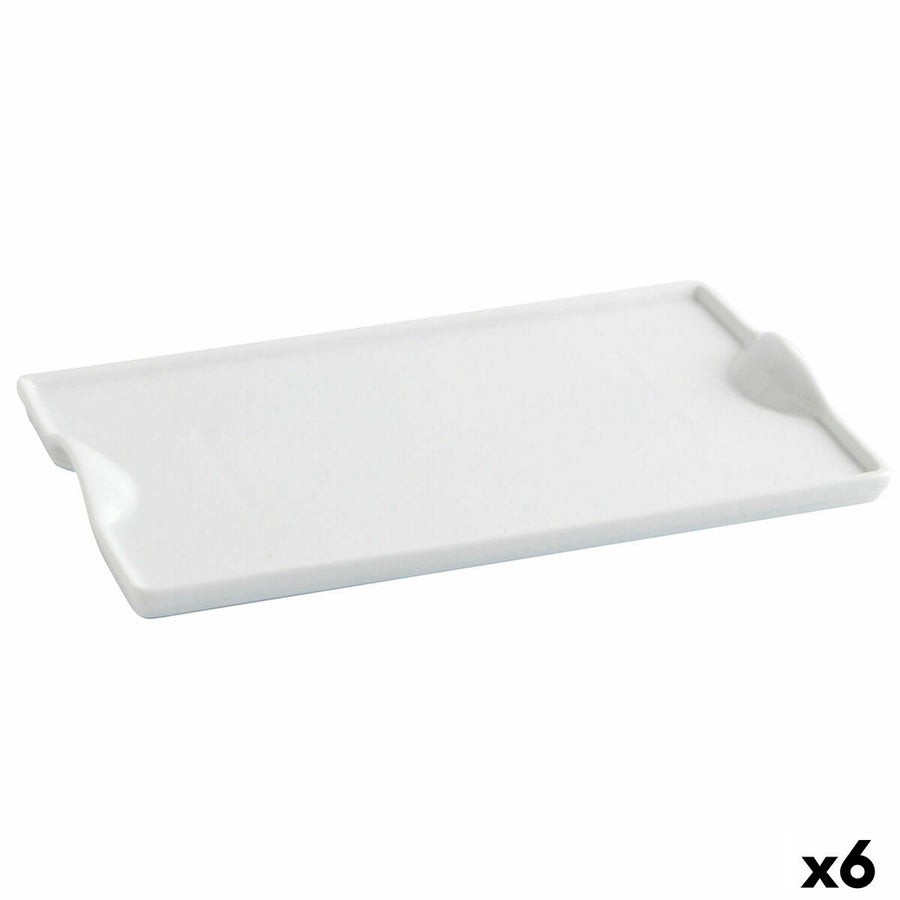 Pladenj za prigrizke Quid Gastro Fun Bela Keramika 25,5 x 15,5 cm (6 kosov) (Pack 6x)