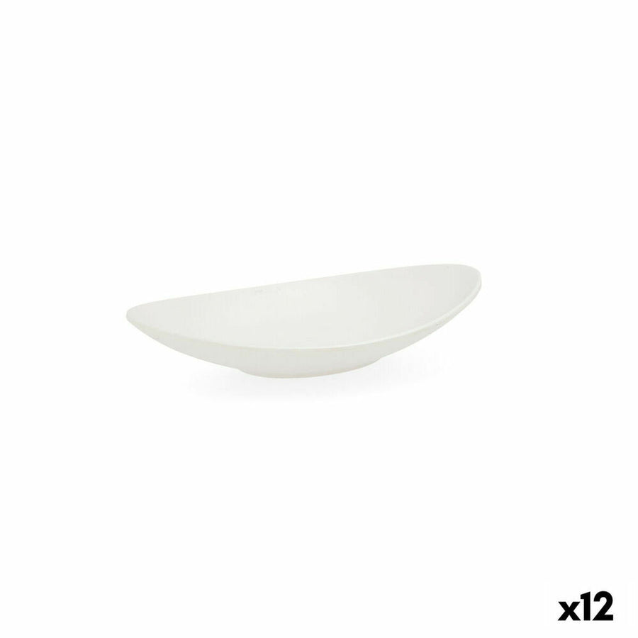 Globok Krožnik Quid Select Ovalno Bela Plastika 18 x 10,5 x 3 cm (12 kosov)