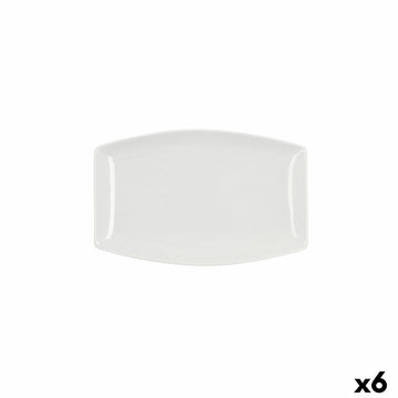 Servirni krožnik Quid Gastro Kvadraten Keramika Bela (25,2 x 16 x 2 cm) (6 kosov)