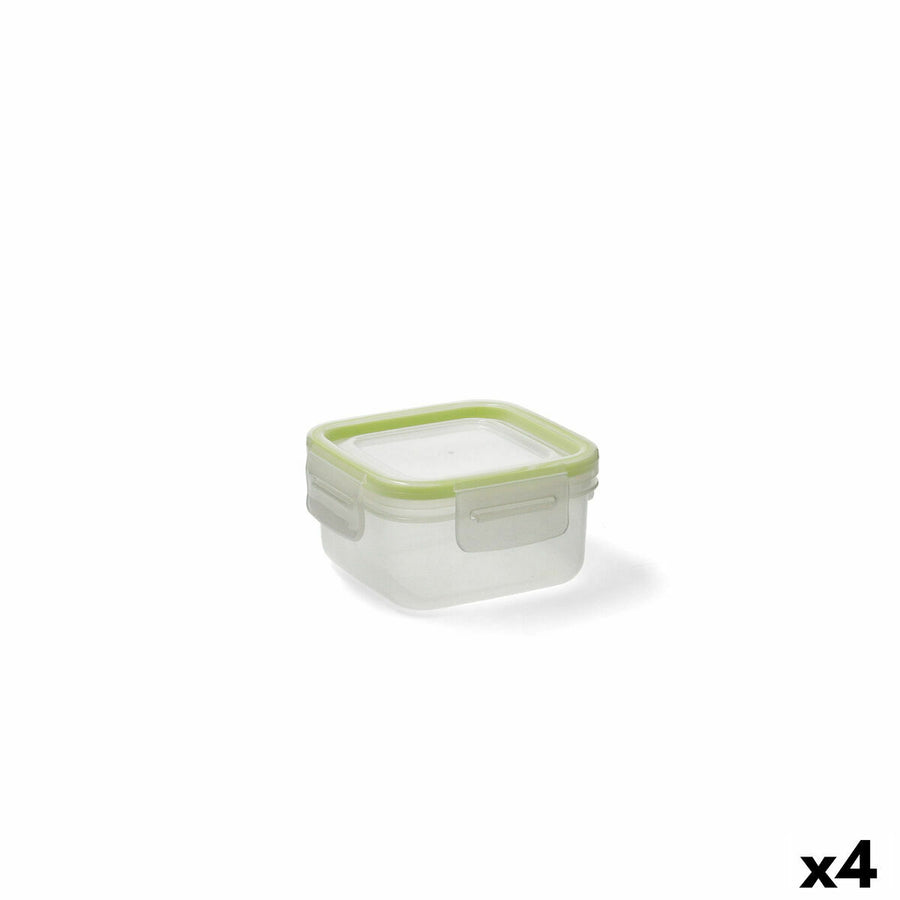 Hermetična Škatla za Malico Quid Greenery 300 ml Prozorno Plastika (Pack 4x)