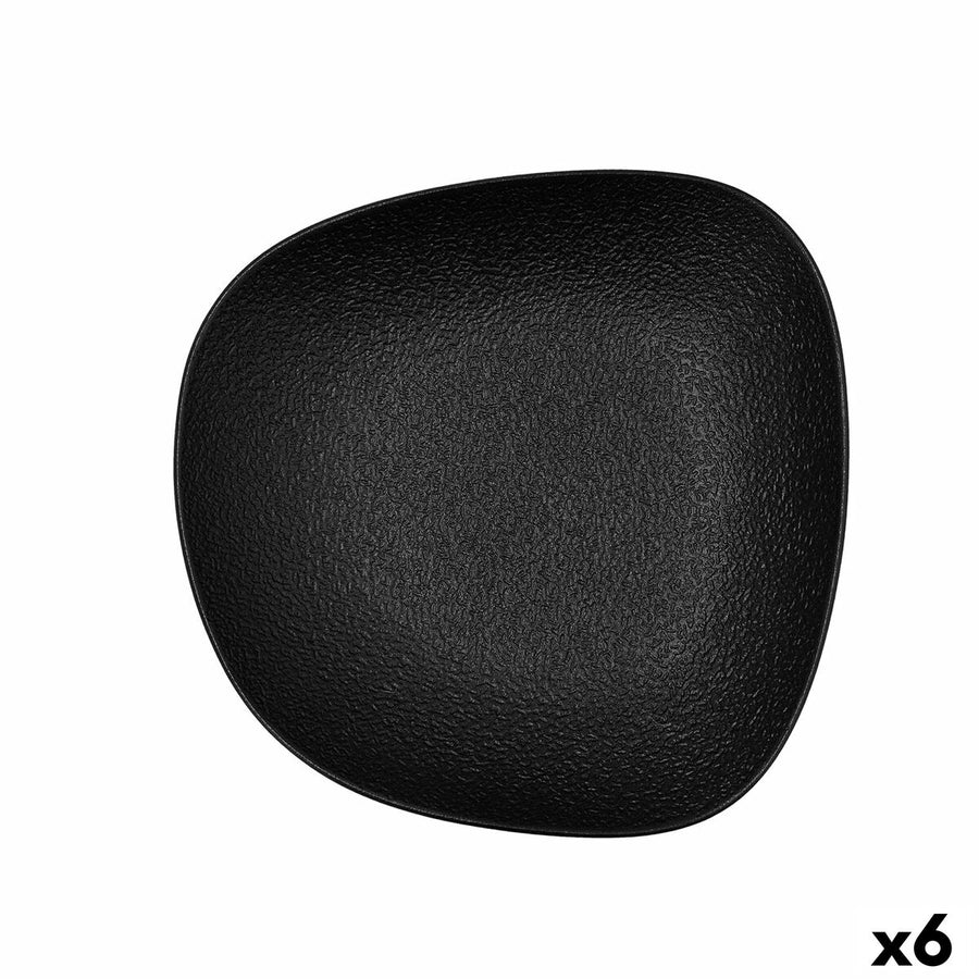Globok Krožnik Bidasoa Fosil Črna Keramika Kvadraten 21,9 x 21,7 x 4,8 cm (6 kosov)
