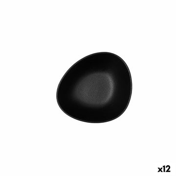 Skleda Bidasoa Fosil Črna Keramika Ovalno 14 x 12,4 x 4,8 cm (12 kosov)