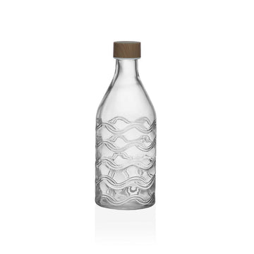 Steklenica Versa 1 L Valovi Steklo Aluminij 9,8 x 25,1 x 9,8 cm