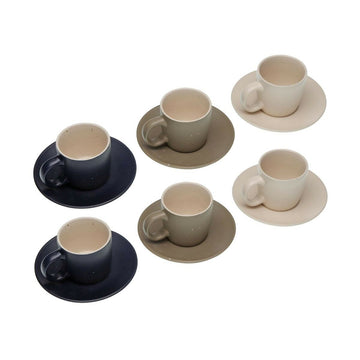 Komplet 6 čajnih skodelic s krožniki Versa Tashi Gres 8,3 x 7,8 x 8,3 cm