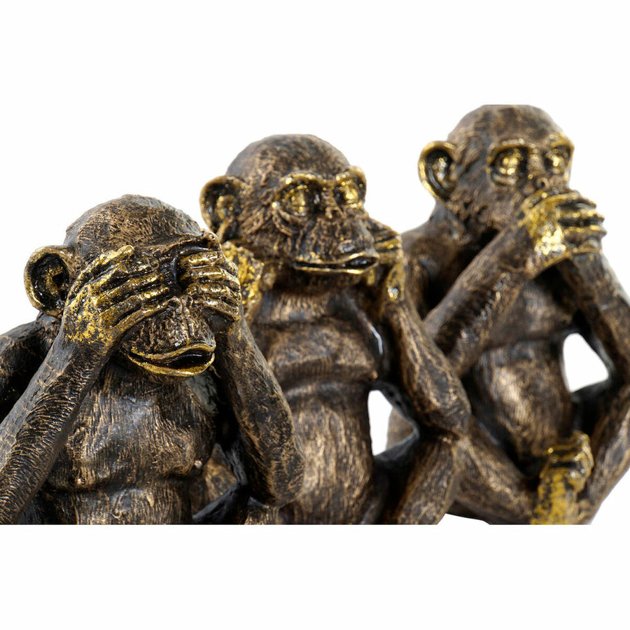 Božični okrasek DKD Home Decor Opica Zlat Resin 15 x 12 x 19 cm (3 kosov)