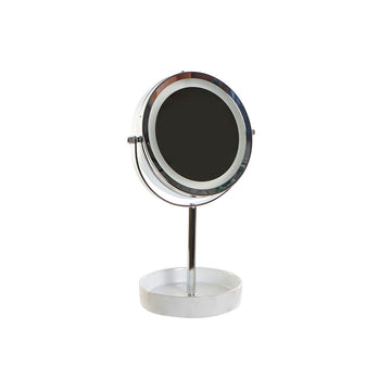 Povečevalno Ogledalo z LED Osvetlitvijo DKD Home Decor 14,5 x 14,5 x 33 cm Keramika Bela Metalni