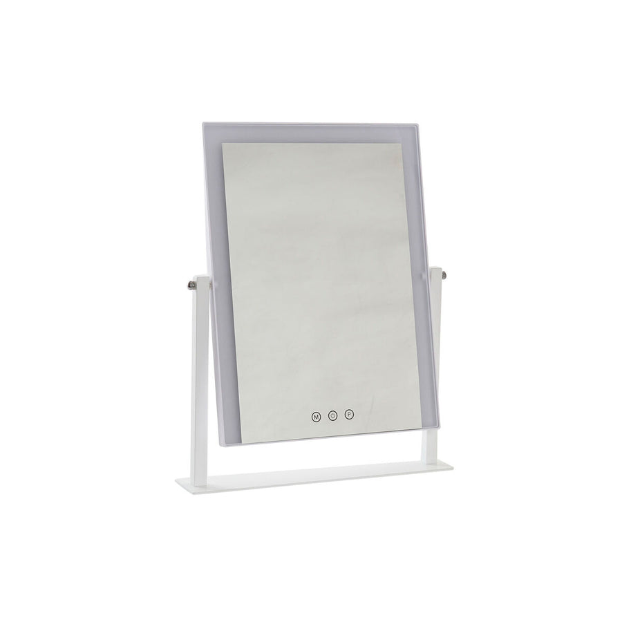 Namizno Ogledalo z LED Lučjo DKD Home Decor Kovina Bela (35 x 2 x 45 cm)