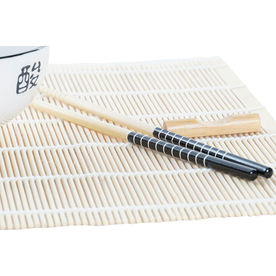 Set za suši DKD Home Decor Bambus Gres Bela Orientalsko 14,5 x 14,5 x 31 cm (16 Kosi)