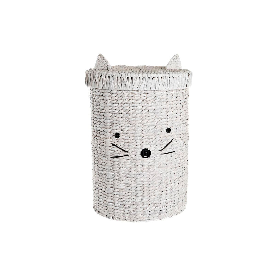 Košara za Umazano Perilo DKD Home Decor 42 x 42 x 63 cm Bela Otroška Mačka