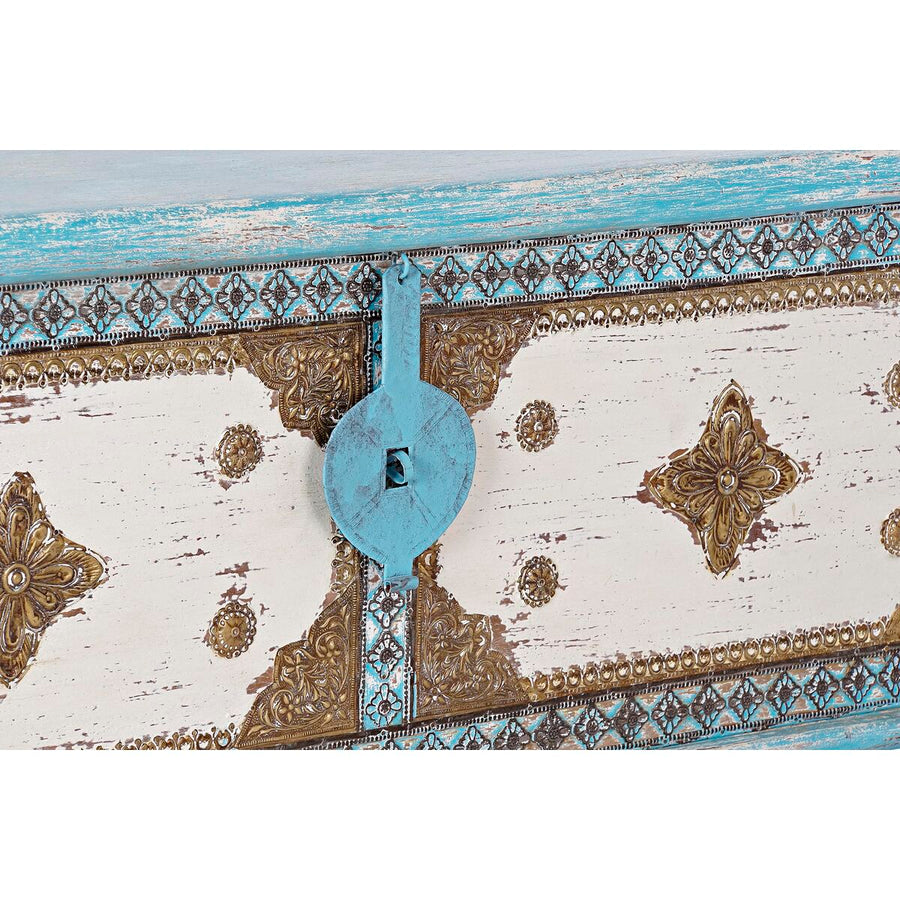 Skrinja DKD Home Decor Modra Medenina Mangov les 116 x 40 x 45 cm