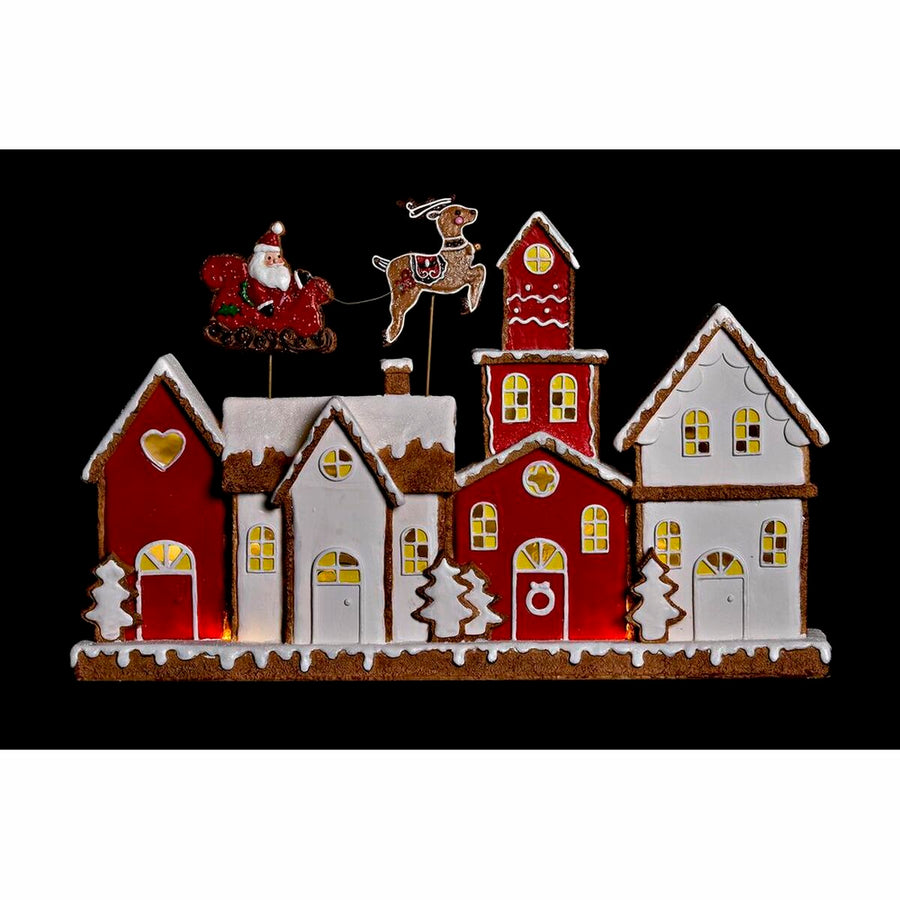 Božični okrasek DKD Home Decor Hiša Bela Rdeča Resin 41 x 7,5 x 27 cm