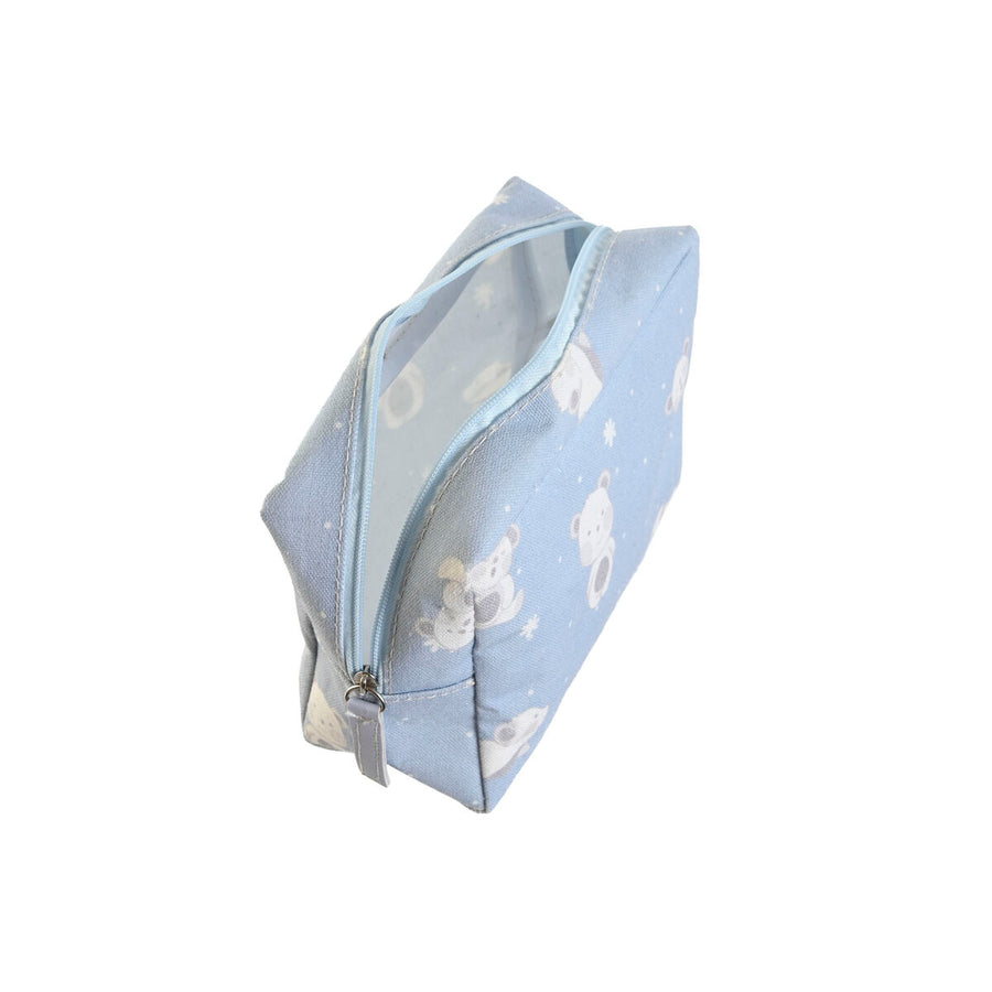 Potovalna kozmetična torba DKD Home Decor Modra Bela Zelena Roza polialgodon osos 15 x 6 x 12 cm (2 kosov)