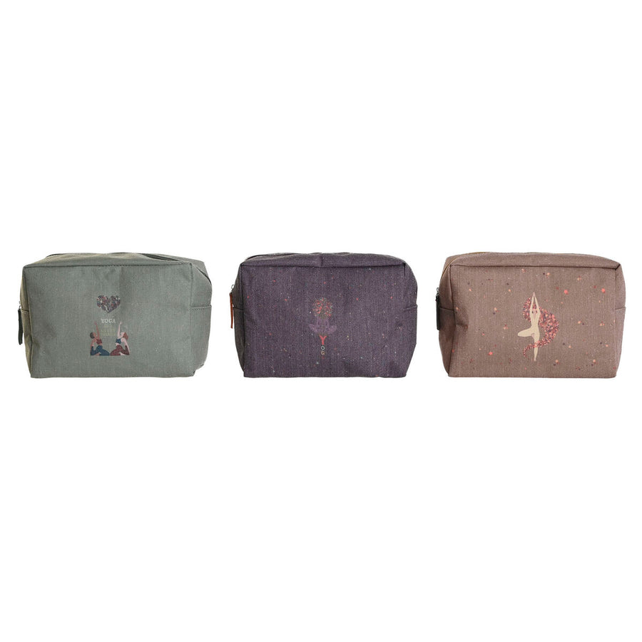 Potovalna kozmetična torba DKD Home Decor Rjava Zelena Burgundska 20 x 8 x 14 cm