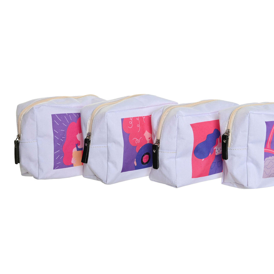 Potovalna kozmetična torba DKD Home Decor Bela polialgodon 15 x 6 x 12 cm (4 kosov)