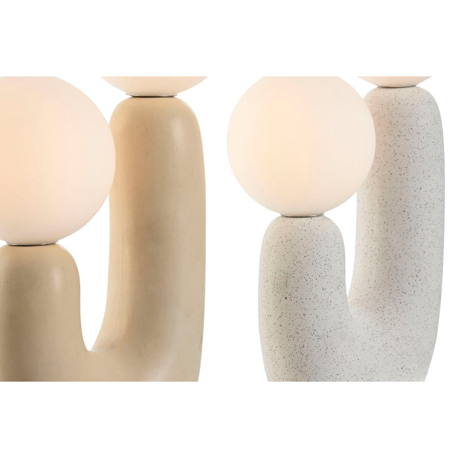 Svetilka namizna Home ESPRIT Bela Bež Keramika Kristal 220 V 20 x 11 x 31 cm (2 kosov)