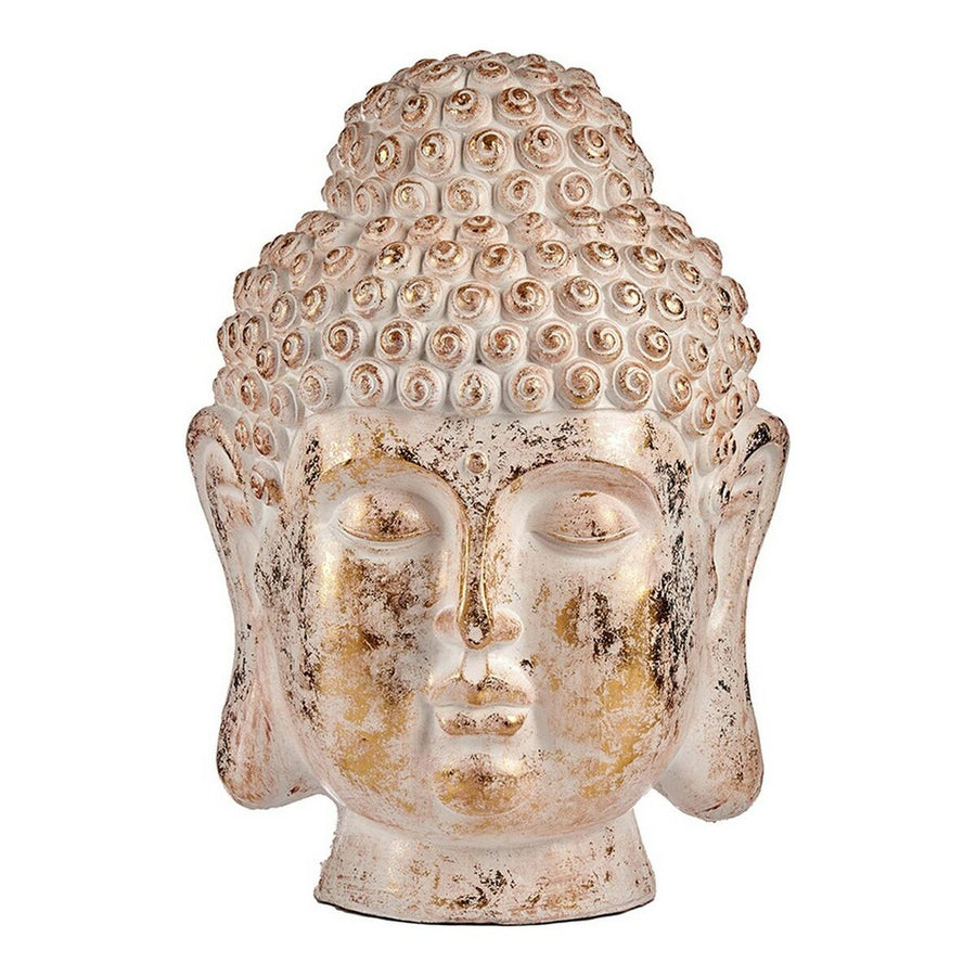 Okrasna vrtna figura Buda Glava Bel/Zlat Poliresin (45,5 x 68 x 48 cm)