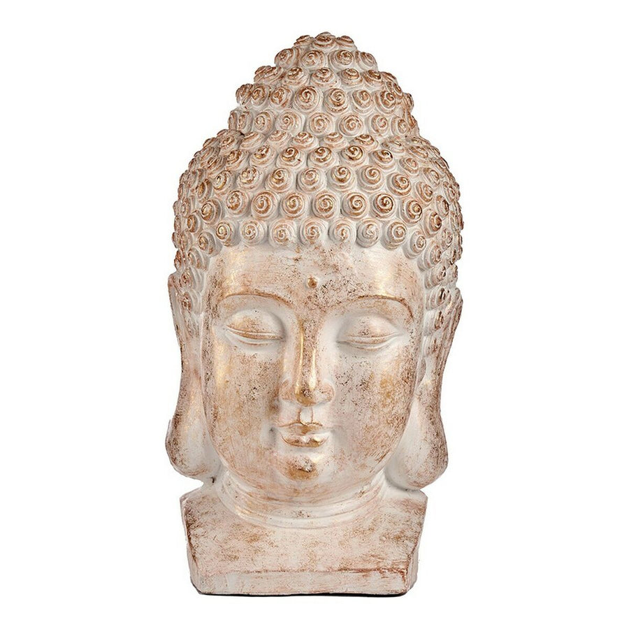 Okrasna vrtna figura Buda Glava Bel/Zlat Poliresin (35 x 65,5 x 38 cm)