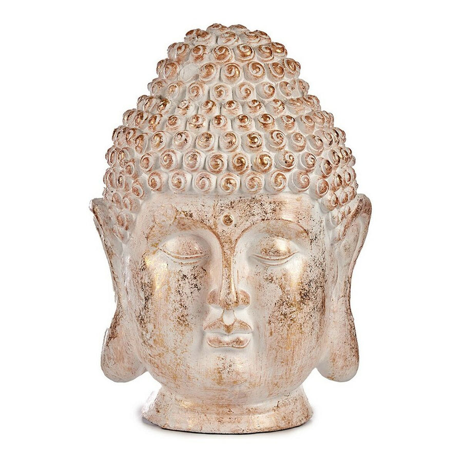 Okrasna vrtna figura Buda Glava Bel/Zlat Poliresin (31,5 x 50,5 x 35 cm)