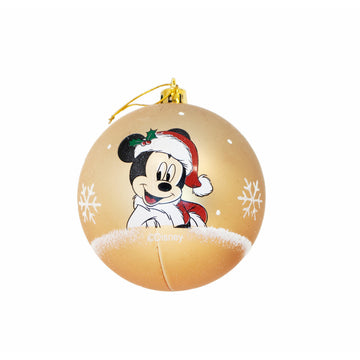 Vianočná guľa Mickey Mouse Happy smiles Zlat 6 kosov Plastika (Ø 8 cm)