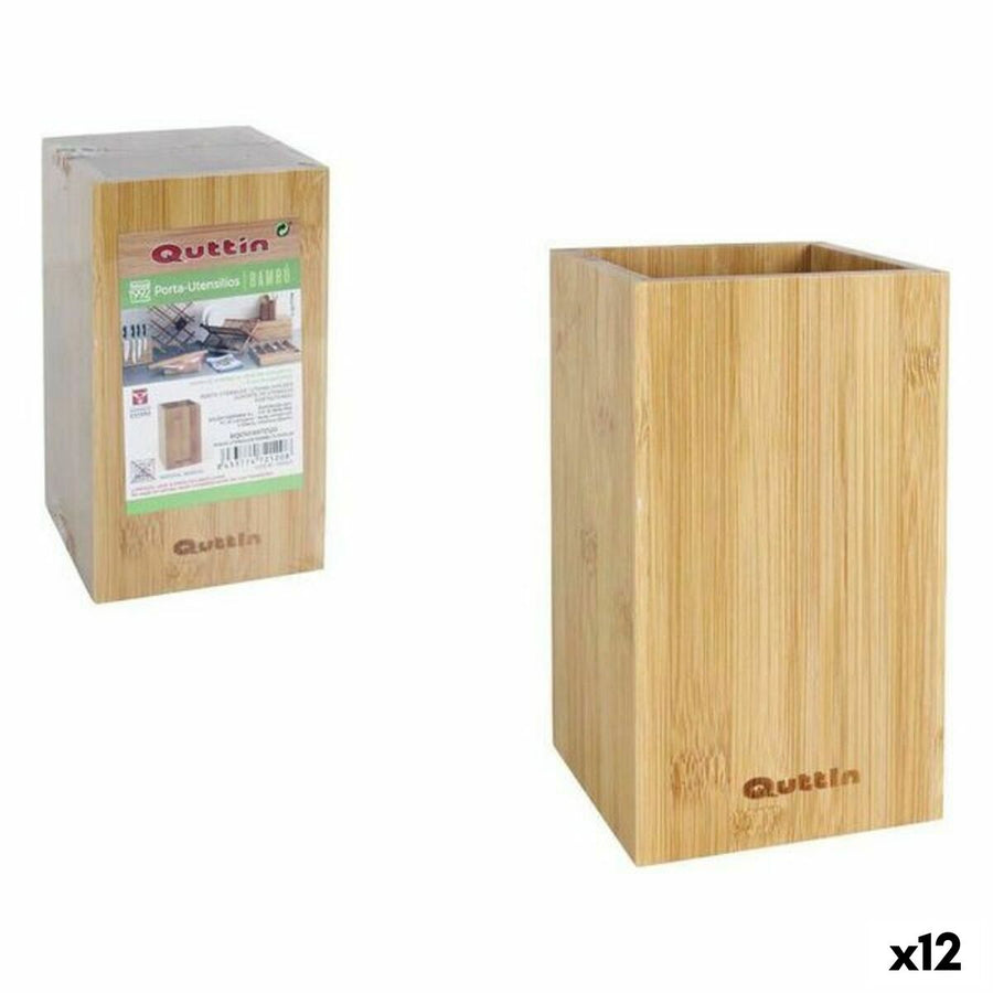 Posoda za Kuhinjske Pripomočke Quttin Bambus 10,5 x 10,5 x 18 cm (12 kosov)