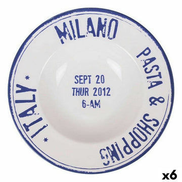 Krožnik za Testenine Santa Clara Milano Porcelan Ø 28 cm Modra (6 kosov)