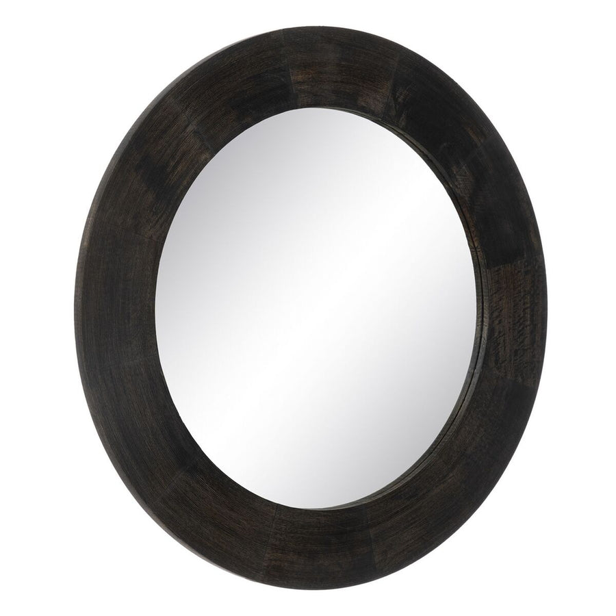 Stensko ogledalo Temno rjava Kristal Mangov les Les MDF Vertikalno Krožen 122 x 3,8 x 122 cm