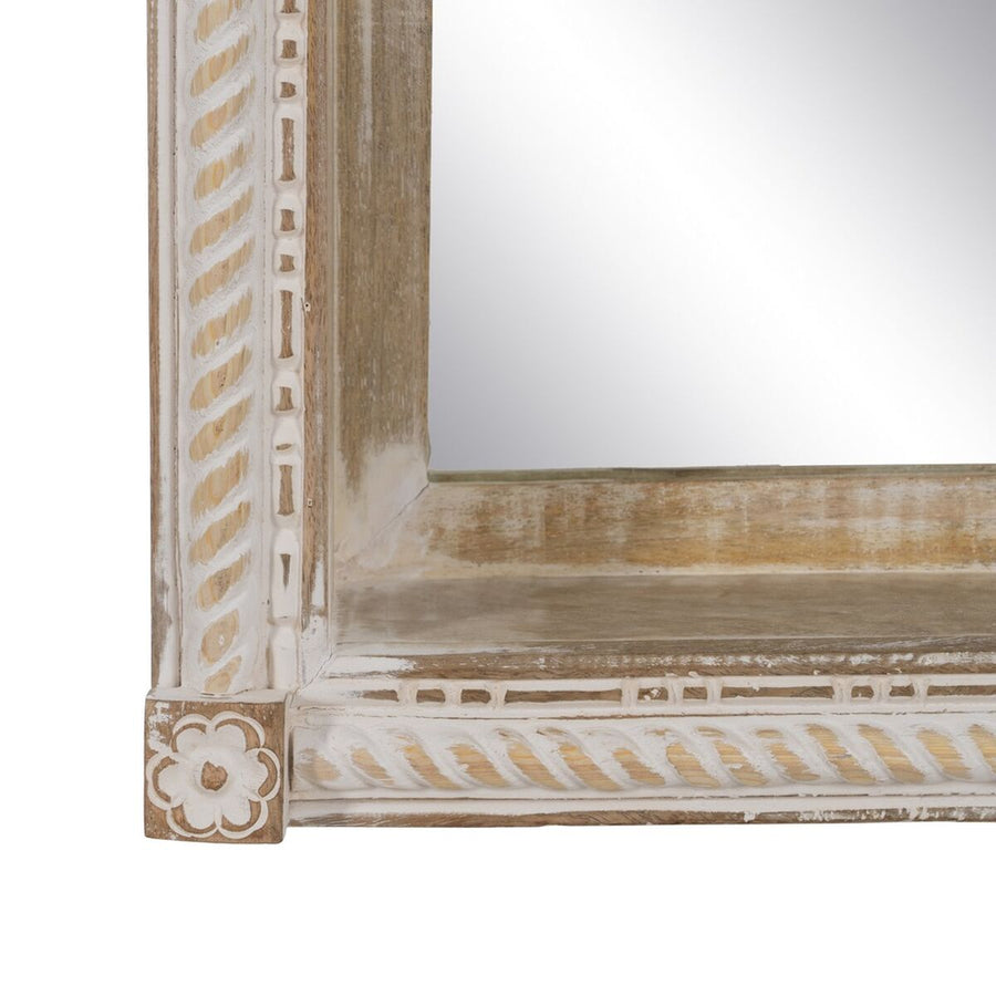 Stensko ogledalo Bela Naraven Kristal Mangov les Les MDF Vertikalno 106,6 x 12,7 x 38 cm