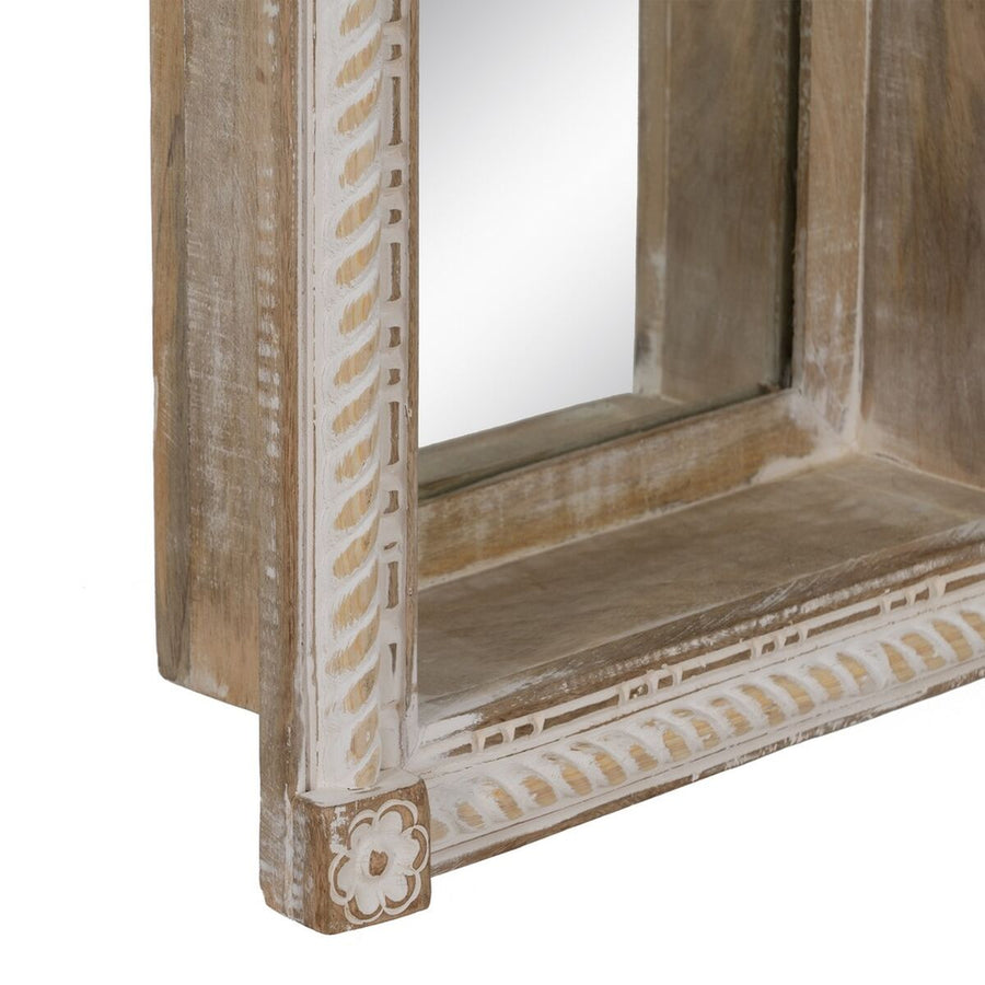 Stensko ogledalo Bela Naraven Kristal Mangov les Les MDF Vertikalno 106,6 x 12,7 x 38 cm