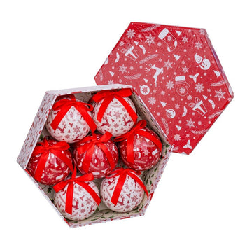 Vianočné gule Bela Rdeča Papir Polyfoam Snežna Lutka 7,5 x 7,5 x 7,5 cm (7 kosov)