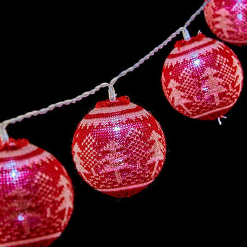 LED kroglični venec 2 m Vianočný stromček Ø 6 cm Rdeča Bela