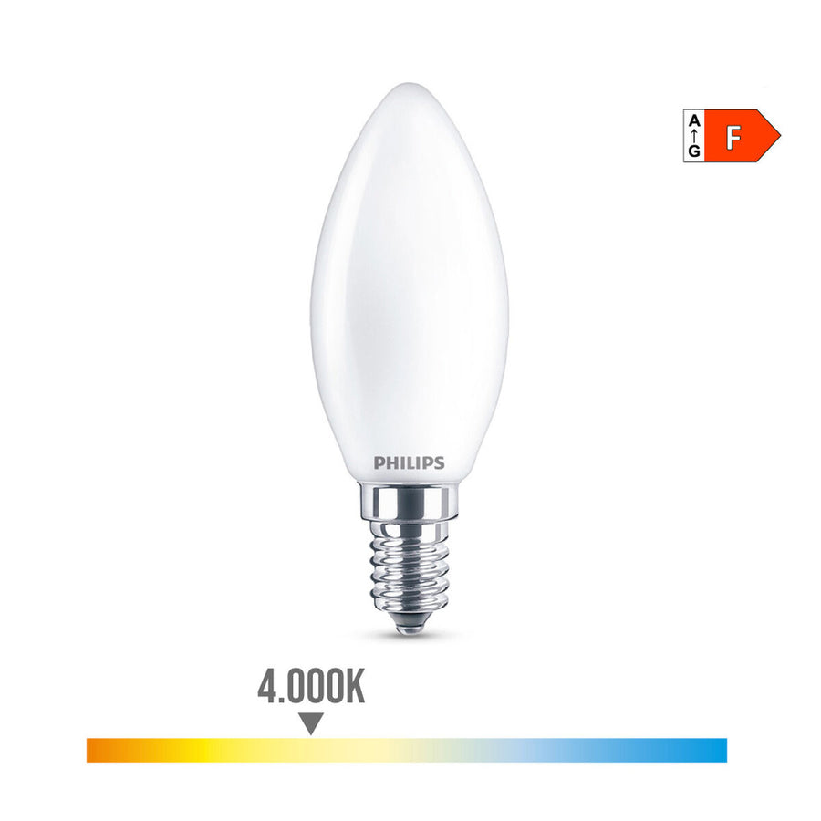 LED svetilka Philips Sveča Bela F 40 W 4,3 W E14 470 lm 3,5 x 9,7 cm (4000 K)