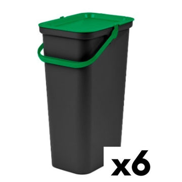 Koš za Smeti za Reciklažo Tontarelli Moda 24 L Črna Zelena (6 kosov)