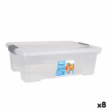 Škatla za Shranjevanje s Pokrovom Dem Kira Prozorno Plastika 10 L 40 x 28 x 13 cm (8 kosov)