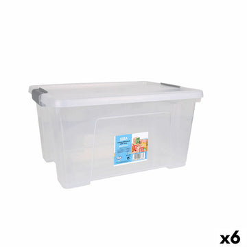 Škatla za Shranjevanje s Pokrovom Dem Kira Plastika Prozorno 20 L 40 x 28 x 26 cm (6 kosov)