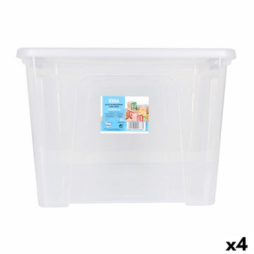 Škatla za Shranjevanje s Pokrovom Dem Kira Plastika Prozorno 32 L 42 x 36 x 30 cm (4 kosov)