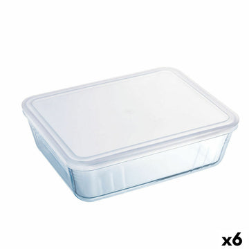 Pravokotna Škatla za Malico s Pokrovom Pyrex Cook & Freeze 22,5 x 17,5 x 6,5 cm 1,5 L Prozorno Silikon Steklo (6 kosov)