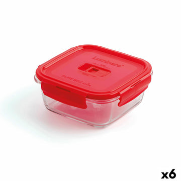 Hermetična Škatla za Malico Luminarc Pure Box 760 ml Rdeča Steklo (6 kosov)