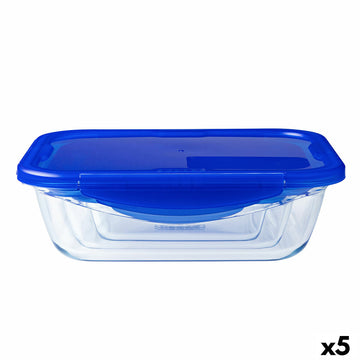Hermetična Škatla za Malico Pyrex Cook & Go Modra 1,7 L 24 x 18 cm Steklo (5 kosov)