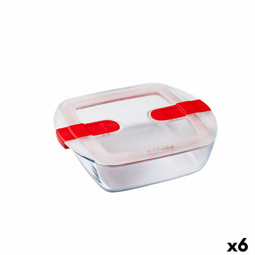 Hermetična Škatla za Malico Pyrex Cook&heat 1 L 20 x 17 x 6 cm Rdeča Steklo (6 kosov)