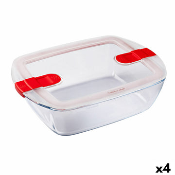 Hermetična Škatla za Malico Pyrex Cook & Heat 2,5 L Prozorno Steklo (4 kosov)