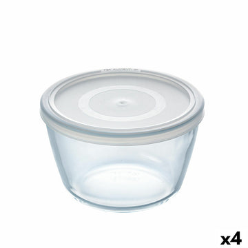 Okrogla Posoda za Malico s Pokrovom Pyrex Cook & Freeze 1,1 L 15 x 15 x 10 cm Prozorno Silikon Steklo (4 kosov)