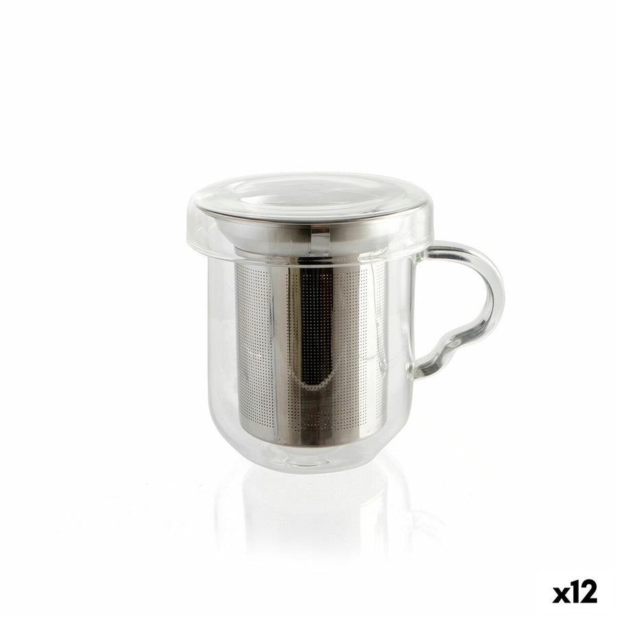 Skodelica s čajnim filtrom Quid Serenia Prozorno Steklo Nerjaveče jeklo 350 ml (12 kosov)