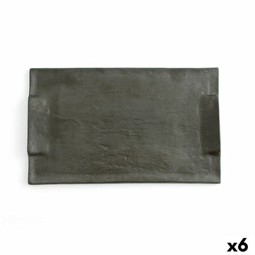 Pladenj za prigrizke Quid Mineral Gres Črna Keramika 30 x 18 cm (6 kosov)