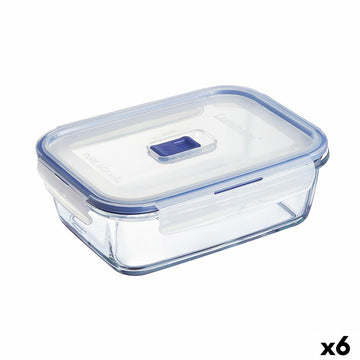 Hermetična Škatla za Malico Luminarc Pure Box Active 19 x 13 cm 1,22 L Dvobarvna Steklo (6 kosov)