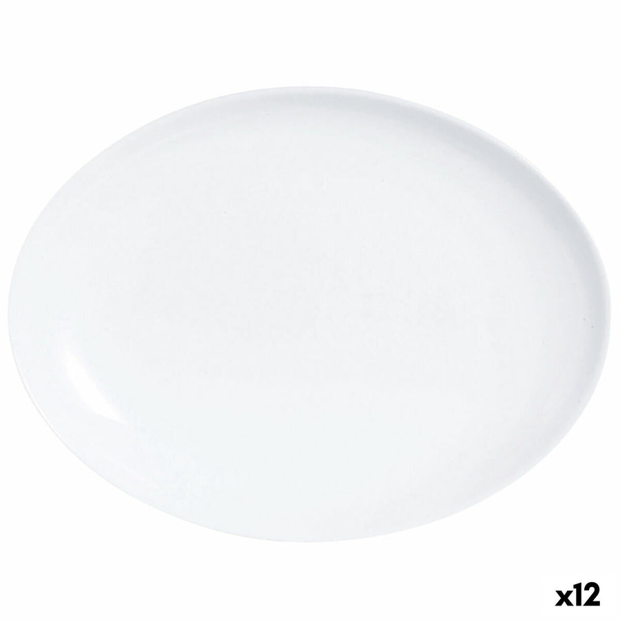 Servirni krožnik Luminarc Diwali Ovalno Bela Steklo (33 x 25 cm) (12 kosov)