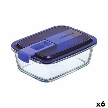 Hermetična Škatla za Malico Luminarc Easy Box Modra Steklo (6 kosov) (820 ml)